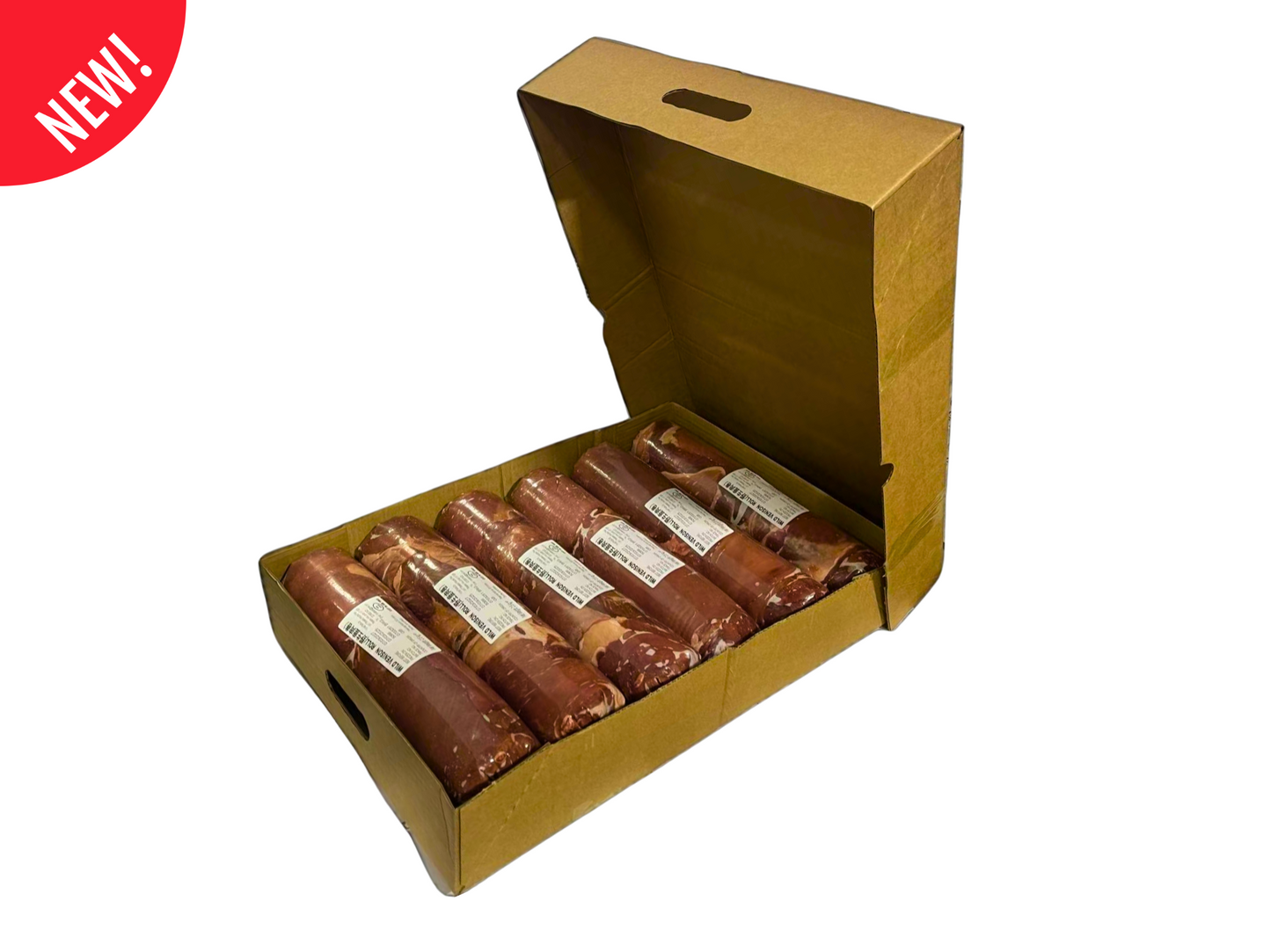 Wild venison rolls packed in box – 1 × 6 × 2.5kg wholesale pack