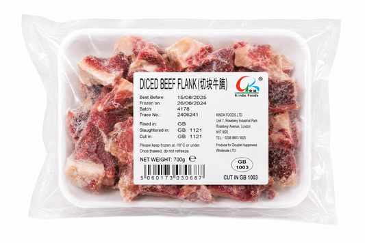 Kinda Foods Frozen Beef Flank 700g – Boneless Beef Cut for Stew, Hotpot, Halal on Request
